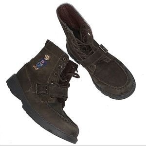 Ralph Lauren Polo Bear embroidery brown hiking boots kids size 4